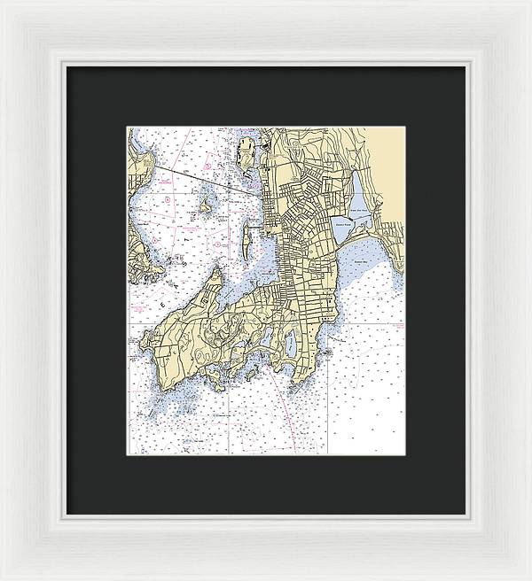 Newport -rhode Island Nautical Chart _v3 - Framed Print