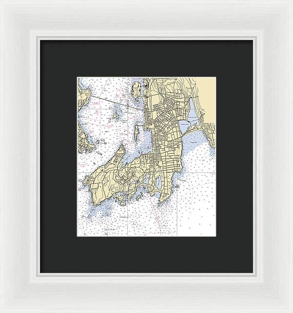 Newport -rhode Island Nautical Chart _v3 - Framed Print