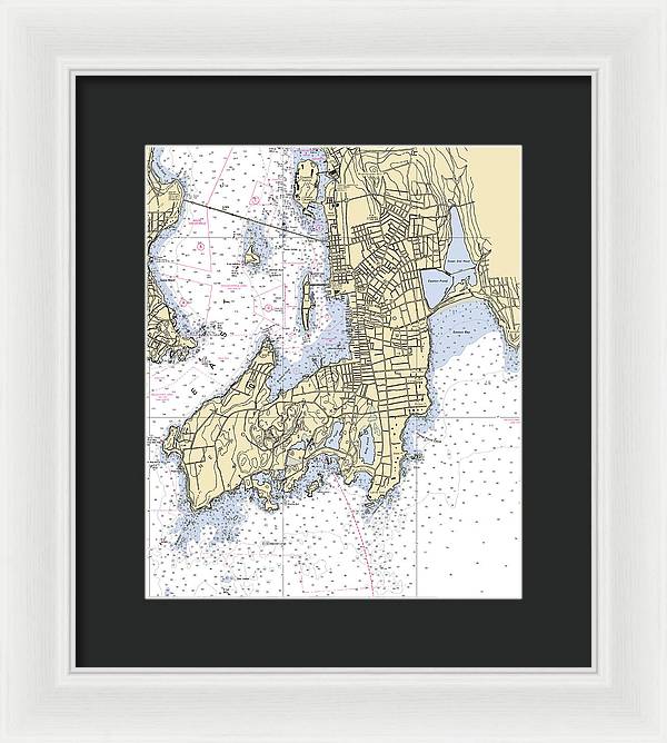 Newport -rhode Island Nautical Chart _v3 - Framed Print