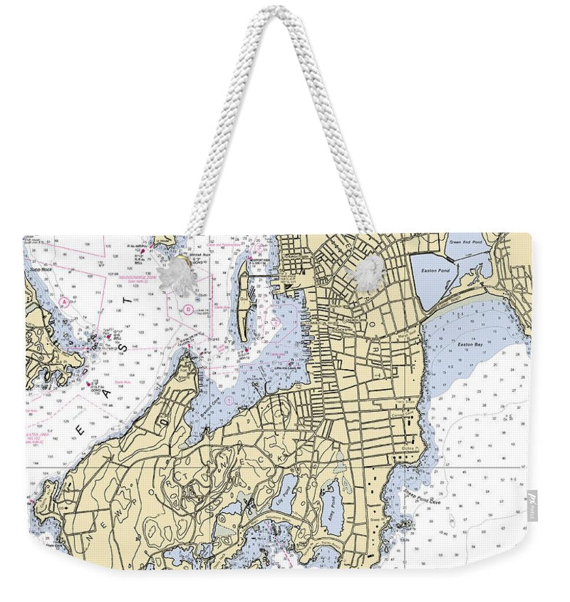 Newport -rhode Island Nautical Chart _v3 - Weekender Tote Bag