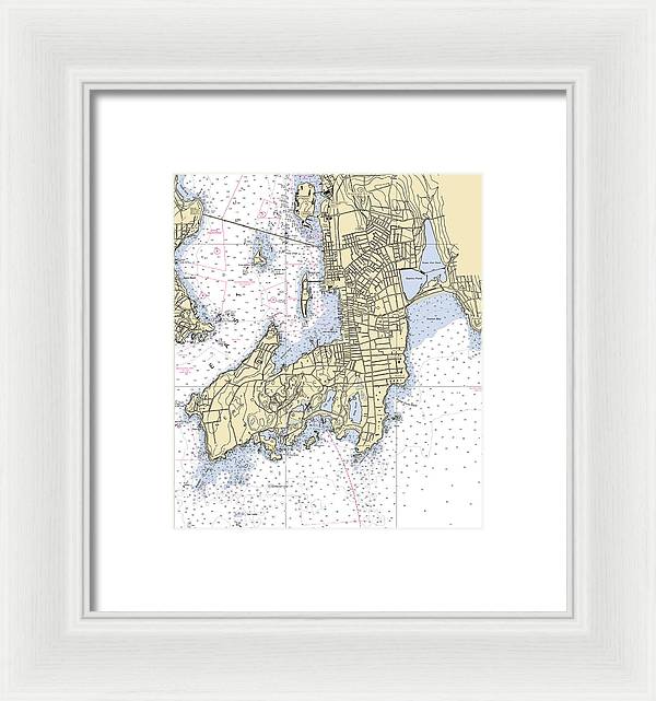 Newport -rhode Island Nautical Chart _v3 - Framed Print