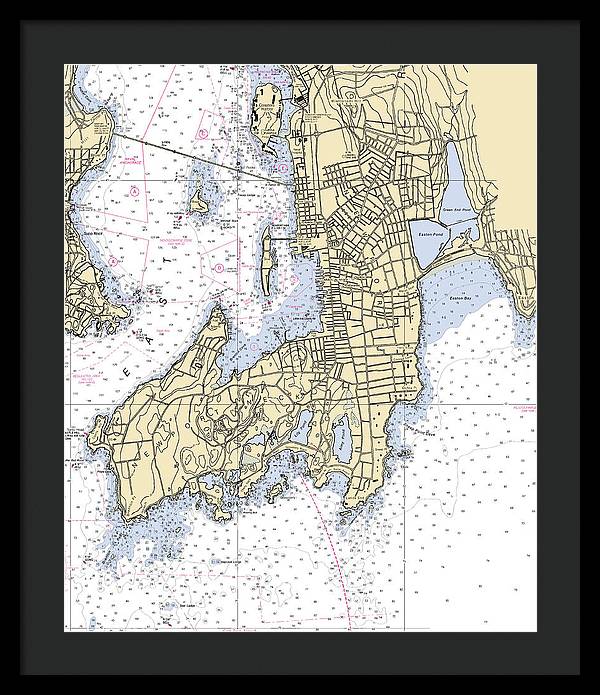 Newport -rhode Island Nautical Chart _v3 - Framed Print