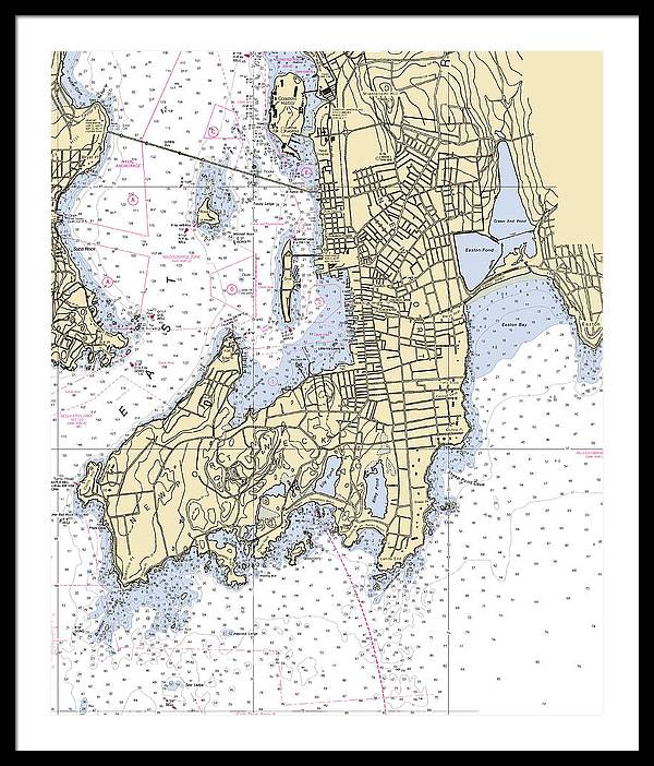 Newport -rhode Island Nautical Chart _v3 - Framed Print