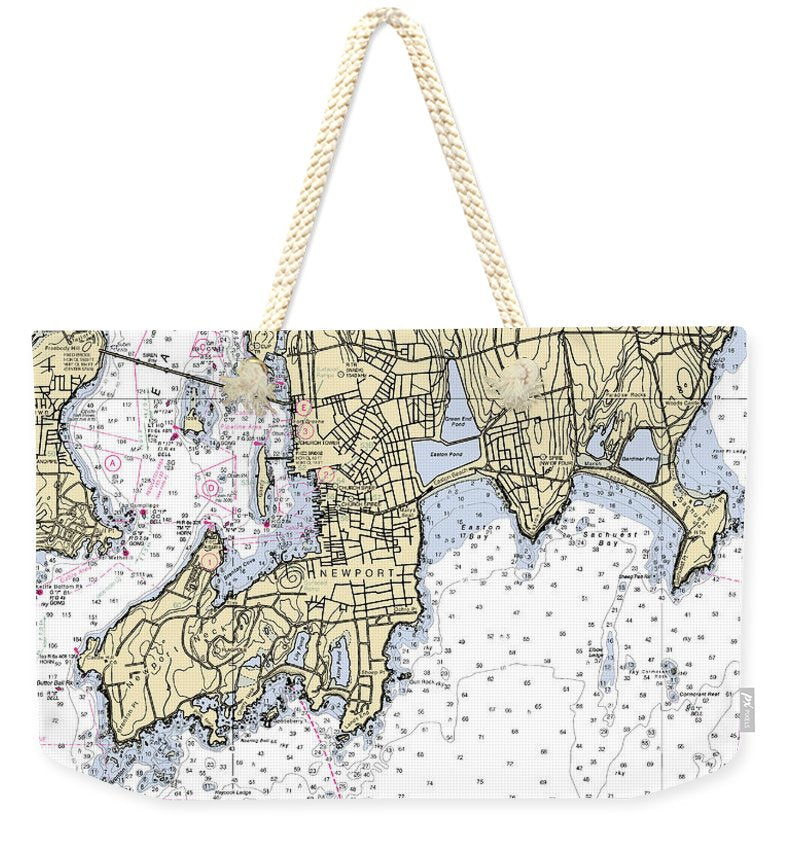 Newport -rhode Island Nautical Chart _v4 - Weekender Tote Bag