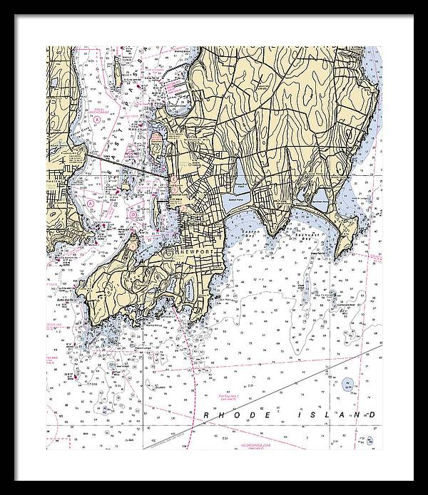 Newport -rhode Island Nautical Chart _v4 - Framed Print