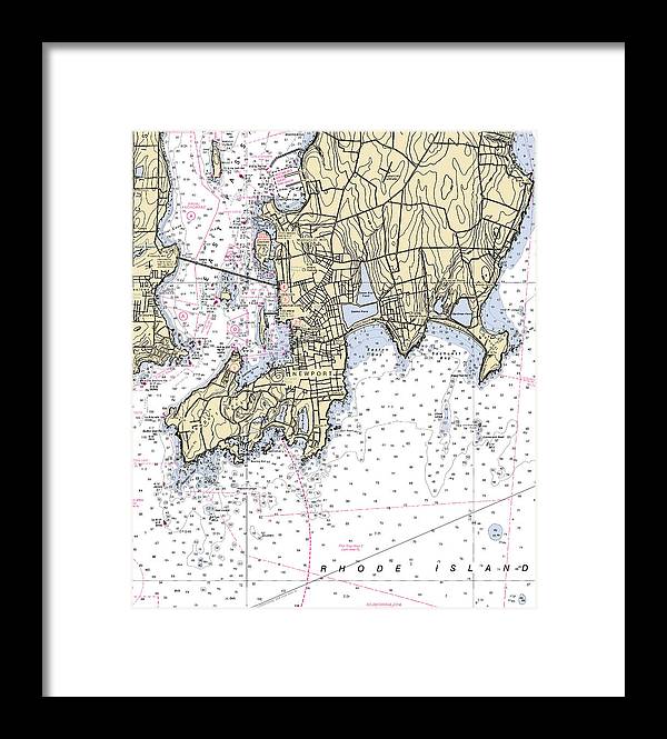 Newport -rhode Island Nautical Chart _v4 - Framed Print