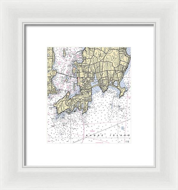 Newport -rhode Island Nautical Chart _v4 - Framed Print