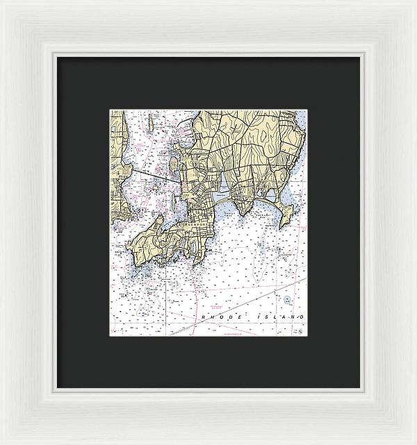 Newport -rhode Island Nautical Chart _v4 - Framed Print