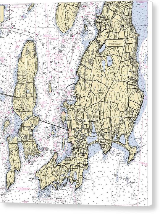 Newport -rhode Island Nautical Chart _v5 - Canvas Print