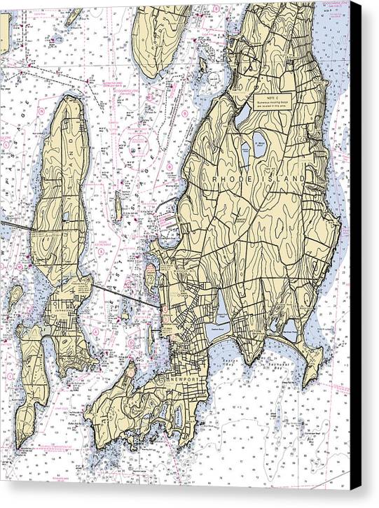 Newport -rhode Island Nautical Chart _v5 - Canvas Print