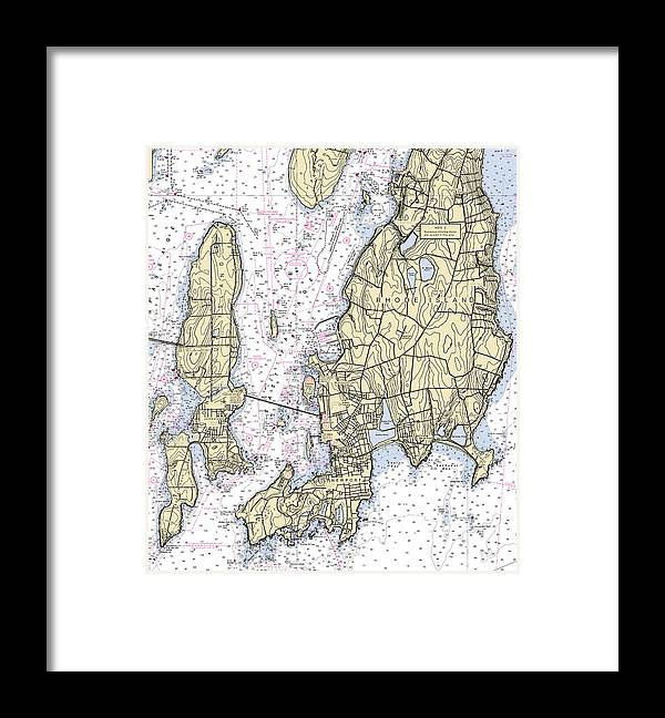 A beuatiful Framed Print of the Newport -Rhode Island Nautical Chart _V5 by SeaKoast