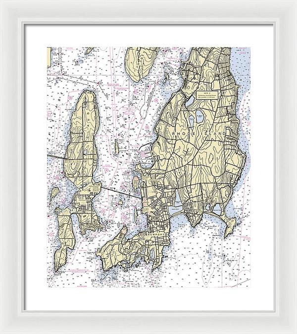 Newport -rhode Island Nautical Chart _v5 - Framed Print