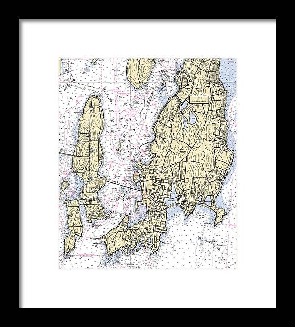 Newport -rhode Island Nautical Chart _v5 - Framed Print