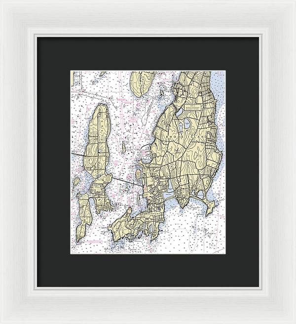 Newport -rhode Island Nautical Chart _v5 - Framed Print