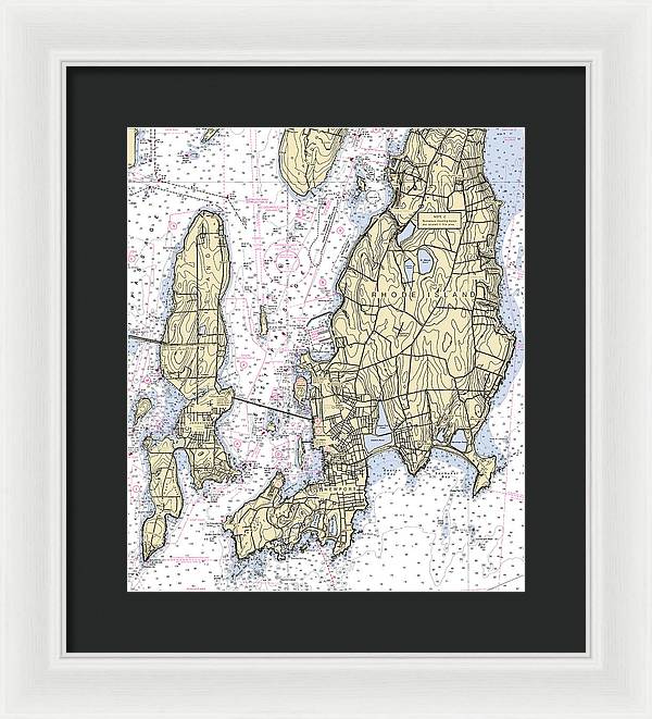 Newport -rhode Island Nautical Chart _v5 - Framed Print