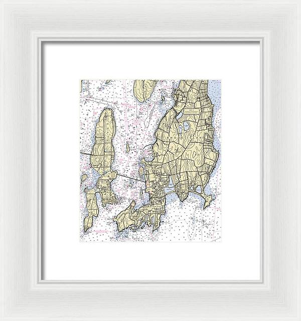 Newport -rhode Island Nautical Chart _v5 - Framed Print