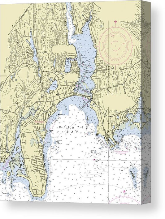 Niantic Connecticut Nautical Chart Canvas Print