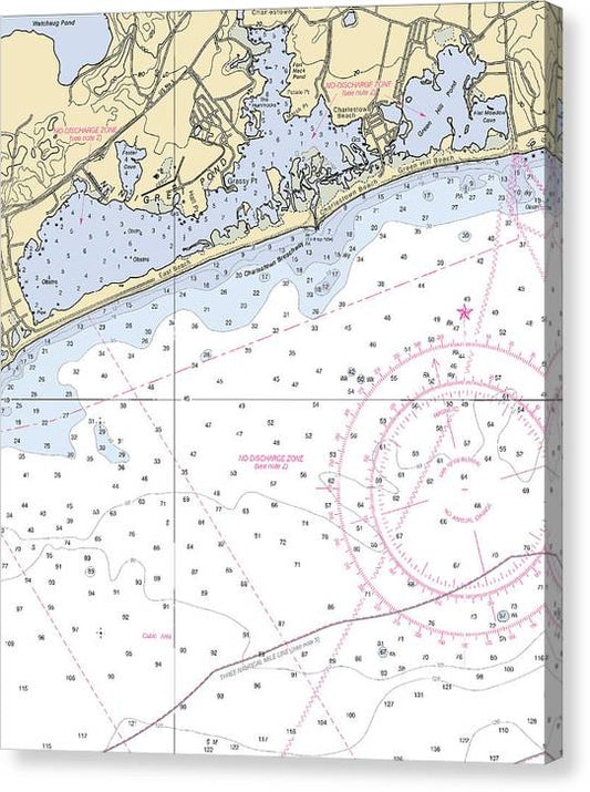 Ninigret Pond-Rhode Island Nautical Chart Canvas Print