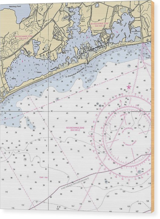 Ninigret Pond-Rhode Island Nautical Chart Wood Print