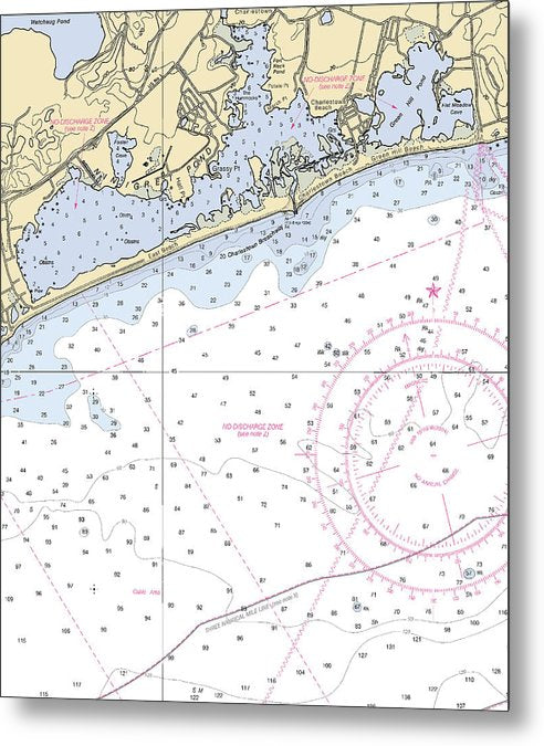 A beuatiful Metal Print of the Ninigret Pond-Rhode Island Nautical Chart - Metal Print by SeaKoast.  100% Guarenteed!