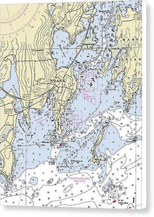 Noank Connecticut Nautical Chart Canvas Print
