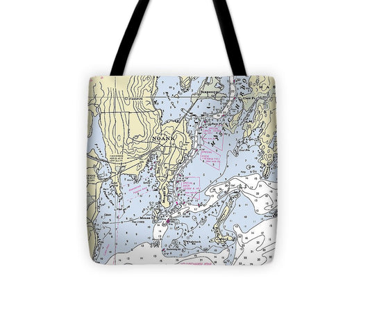 Noank Connecticut Nautical Chart Tote Bag
