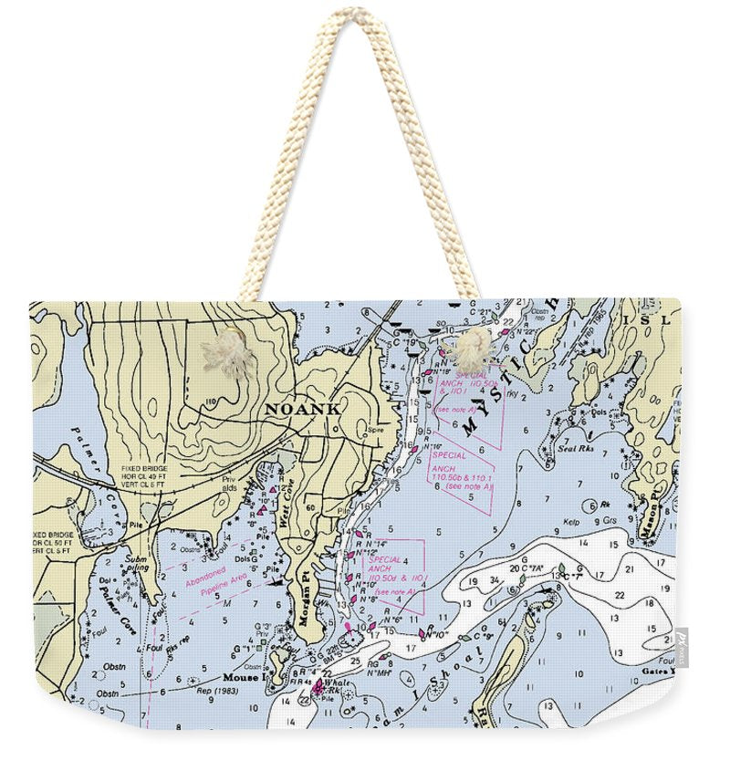 Noank Connecticut Nautical Chart - Weekender Tote Bag