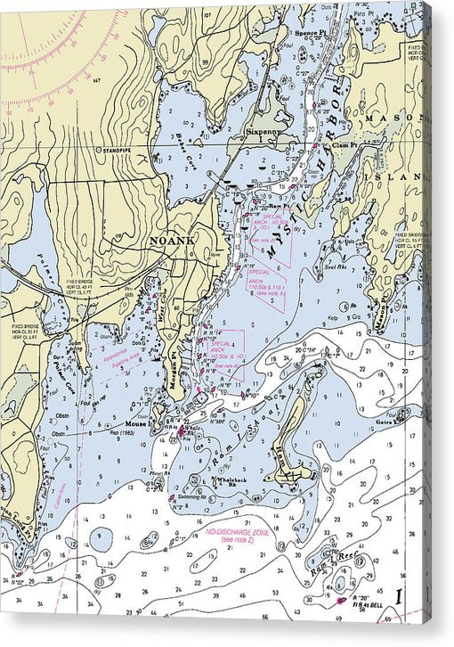 Noank Connecticut Nautical Chart  Acrylic Print