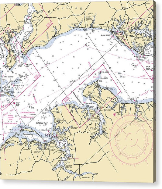 Nomini Bay To Coles Neck-Virginia Nautical Chart  Acrylic Print