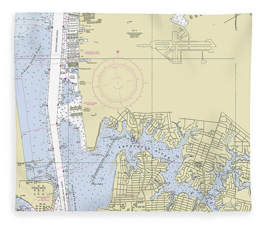 Norfolk Virginia Nautical Chart Blanket