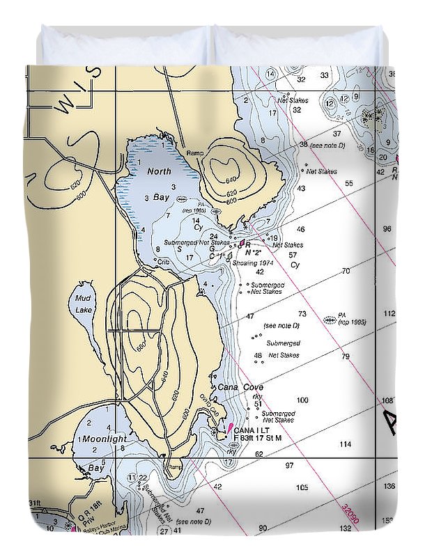 North Bay-lake Michigan Nautical Chart - Duvet Cover