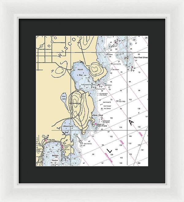 North Bay-lake Michigan Nautical Chart - Framed Print