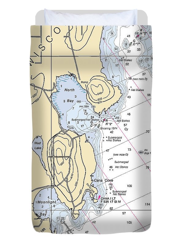 North Bay-lake Michigan Nautical Chart - Duvet Cover