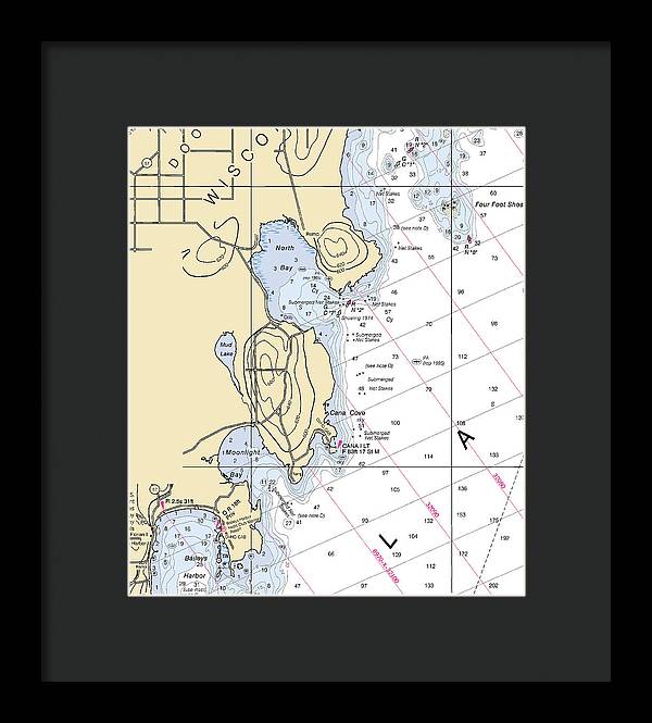 North Bay-lake Michigan Nautical Chart - Framed Print