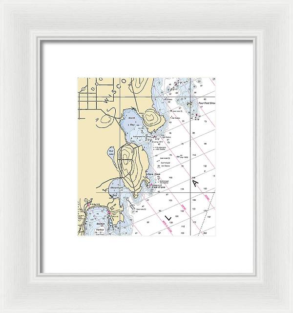 North Bay-lake Michigan Nautical Chart - Framed Print