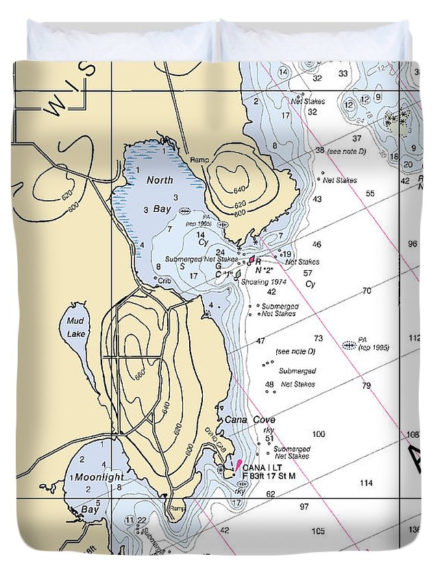 North Bay-lake Michigan Nautical Chart - Duvet Cover