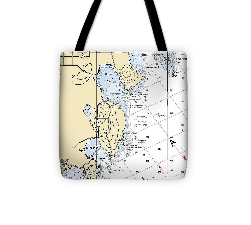 North Bay Lake Michigan Nautical Chart Tote Bag