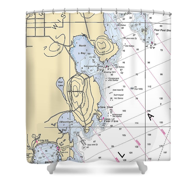 North Bay Lake Michigan Nautical Chart Shower Curtain