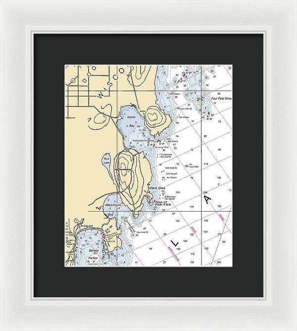 North Bay-lake Michigan Nautical Chart - Framed Print