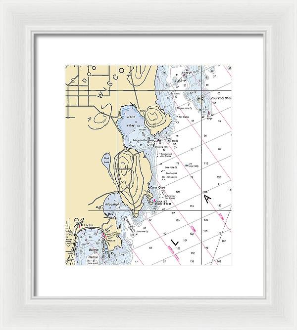 North Bay-lake Michigan Nautical Chart - Framed Print