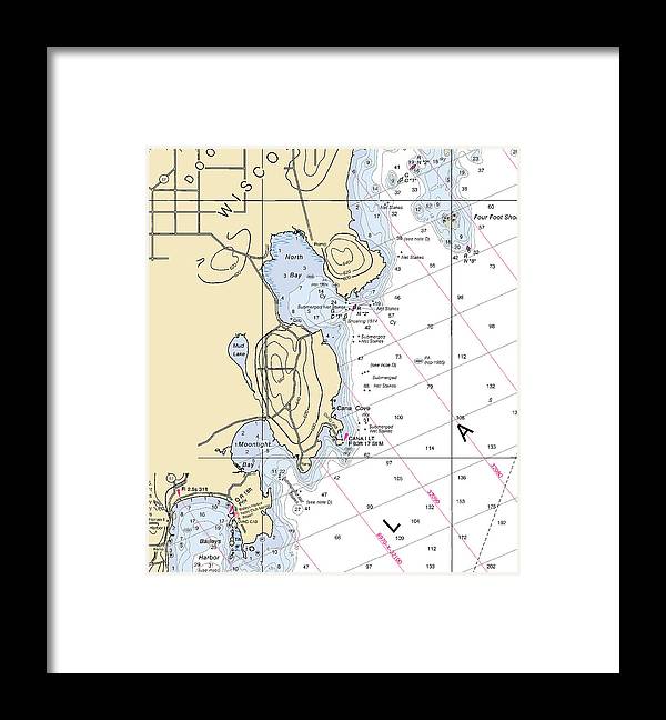 North Bay-lake Michigan Nautical Chart - Framed Print