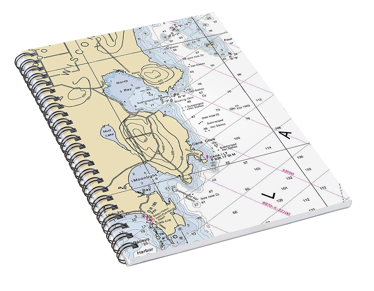 North Bay-lake Michigan Nautical Chart - Spiral Notebook