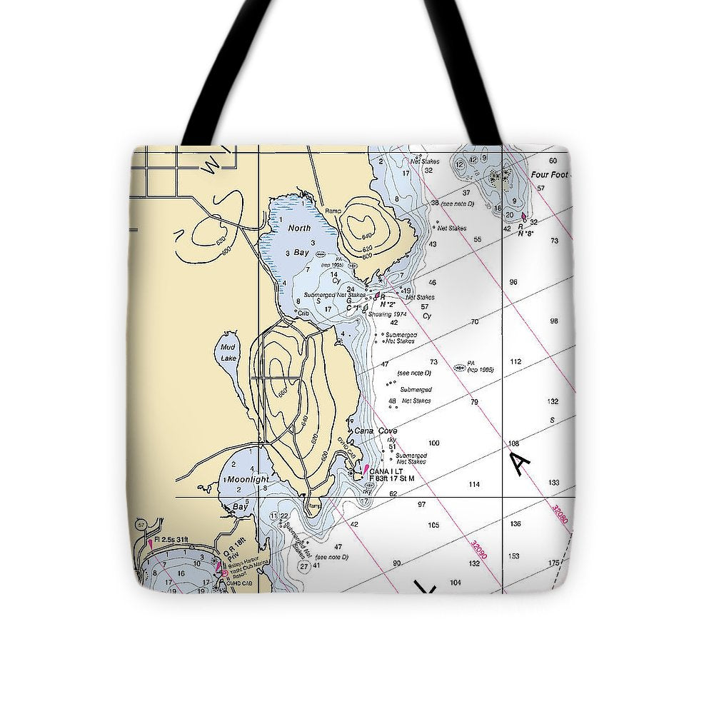 North Bay-lake Michigan Nautical Chart - Tote Bag