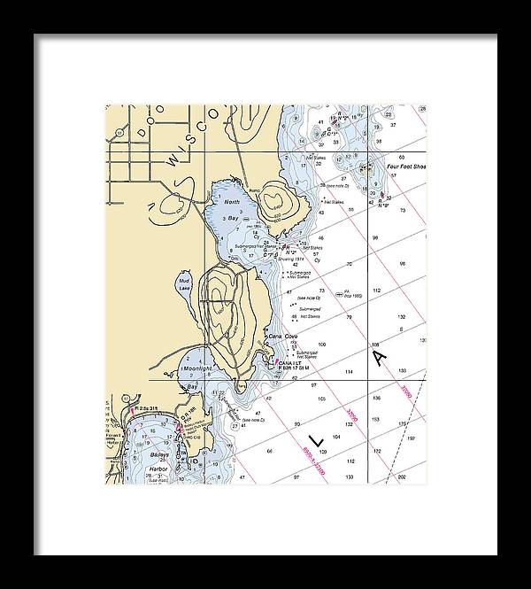 North Bay-lake Michigan Nautical Chart - Framed Print