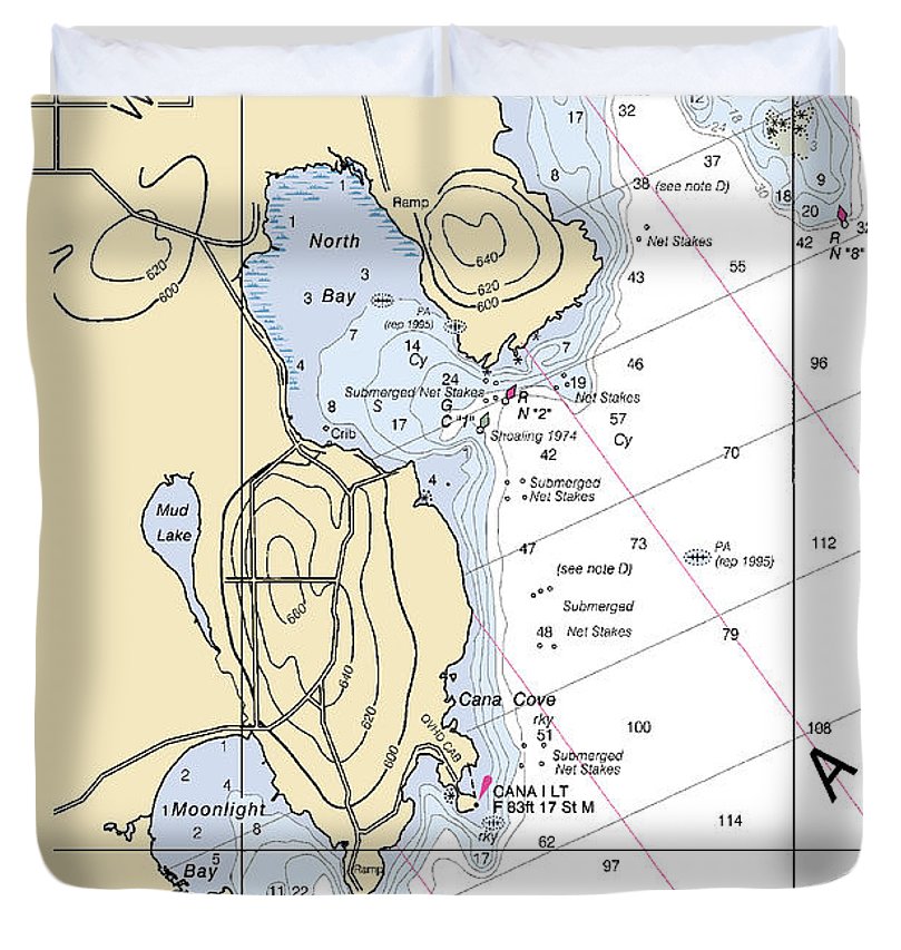 North Bay Lake Michigan Nautical Chart Duvet Cover