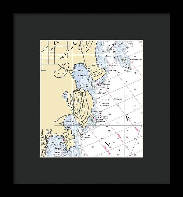 North Bay-lake Michigan Nautical Chart - Framed Print