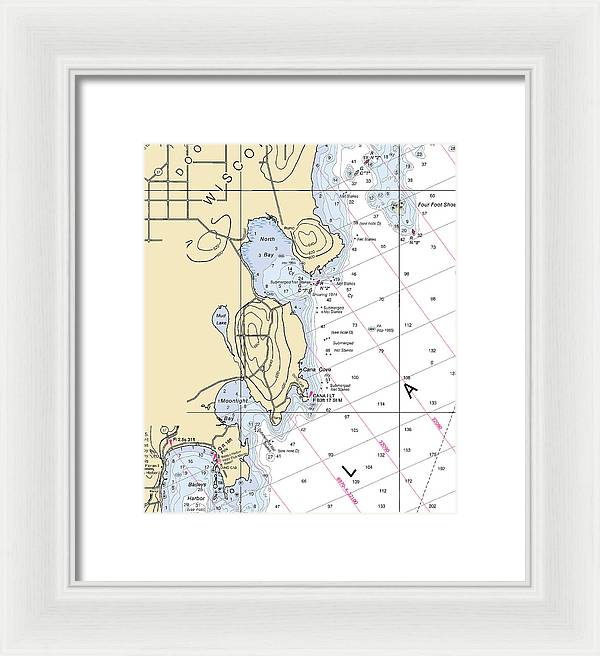 North Bay-lake Michigan Nautical Chart - Framed Print