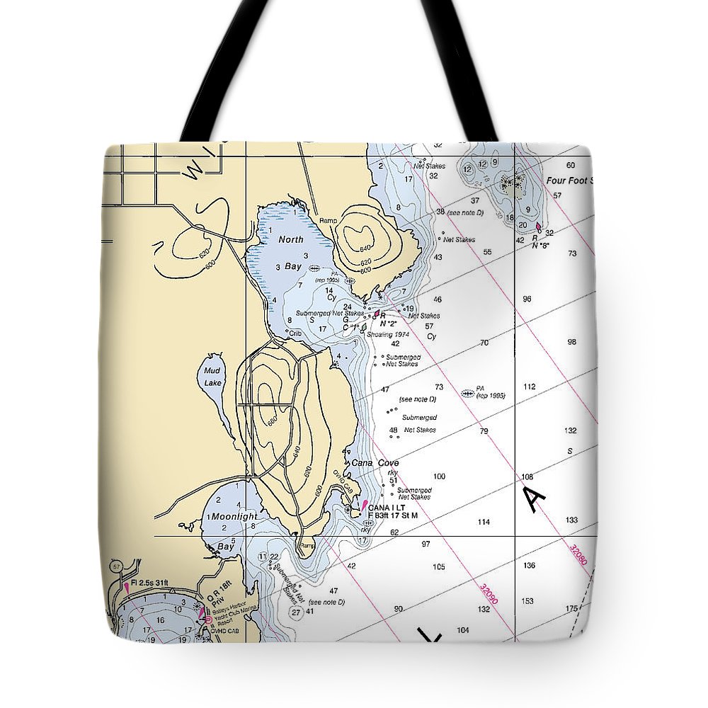 North Bay-lake Michigan Nautical Chart - Tote Bag