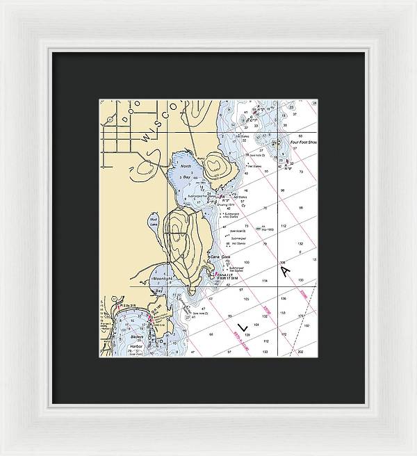 North Bay-lake Michigan Nautical Chart - Framed Print