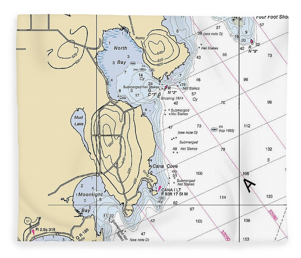 North Bay Lake Michigan Nautical Chart Blanket